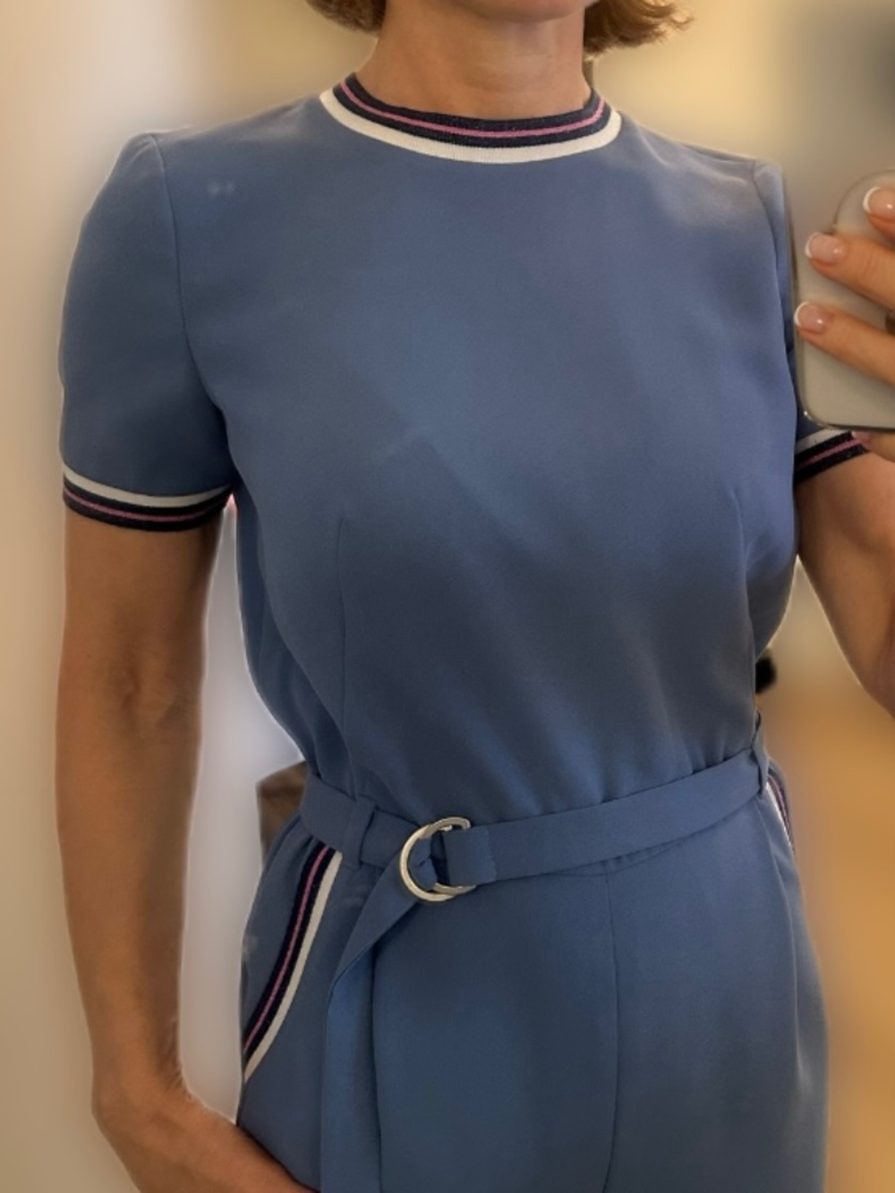 Stunning Custom-Made Blue Crepe Jumpsuit — Size XS